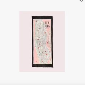 NWOT Kate Spade Black Pink White Map of New York 100% SILK